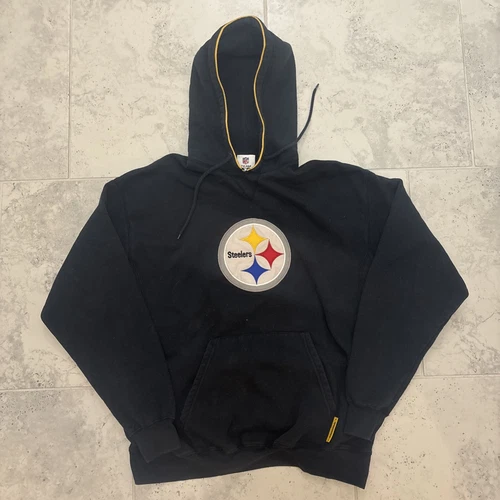 VETEMENTS Felpa con cappuccio pullover nero uomo NFL Team Apparel Pittsburgh Steelers taglia XL