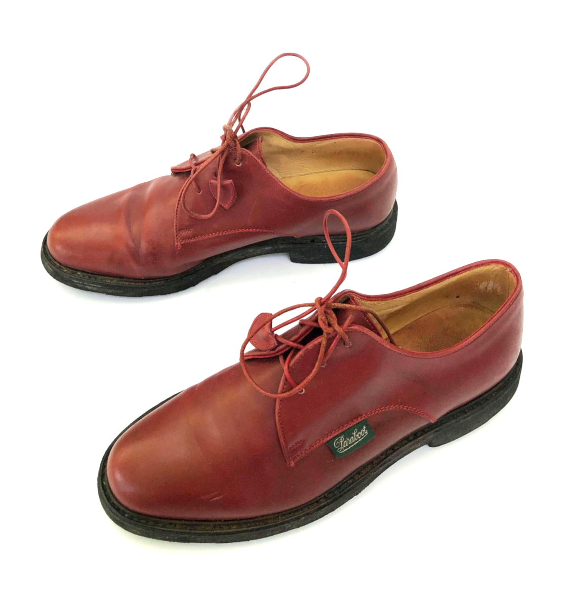 SAOLA Scarpe basse Oxford Paraboot pelle rosso francese anni 90 vintage stringate suola gomma 7 7 5M