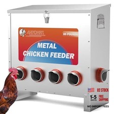 85 Pounds Automatic Chicken Feeder 6 Ports Large Gravity 6 Ports - 85-120 lBS