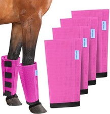 Mesh Horse Fly Boots Set/4 Loose Fitting Stay Put Pink