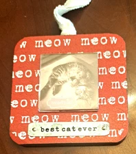 Mud Pie BEST CAT EVER  Distressed Wood Christmas Tree Ornament