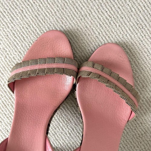 GUCCI Mules Sandals Heel GG Canvas/Leather Multicolor EU36/US6 79899c - Picture 3 of 24