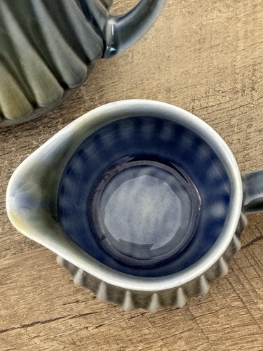 Wade Irish Pottery Teapot Sugar Bowl Creamer James Borsey Blue Green Raindrops - Picture 6 of 17