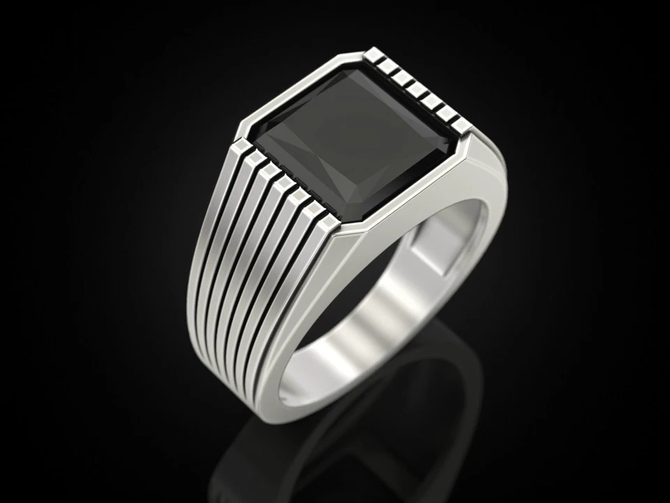 Piedra preciosa de ónix negro 925 anillo de plata esterlina para hombre... - Imagen 4 de 4
