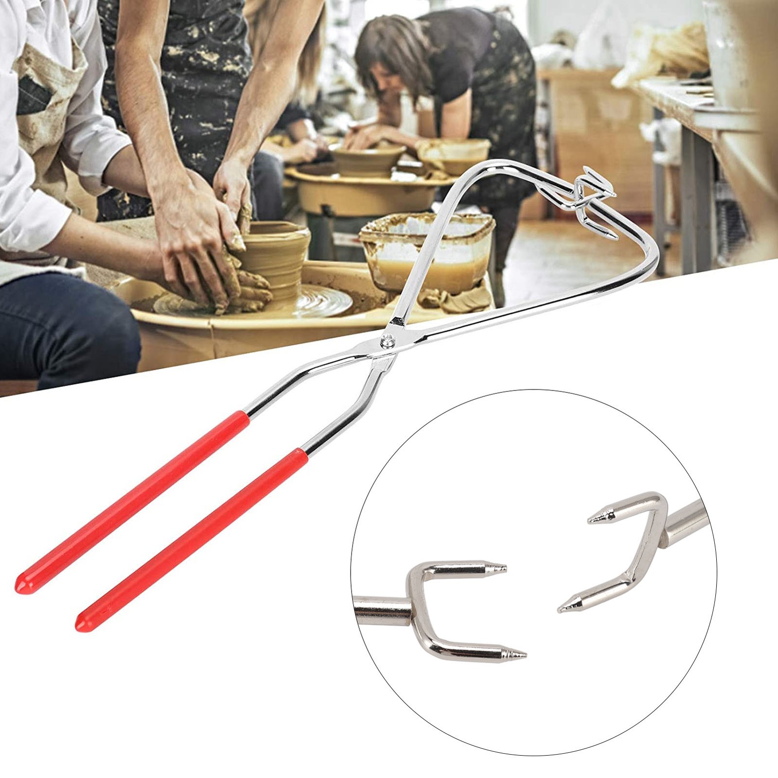 Dipping Tong Pottery Tool With Plastic Grip 360 Degree Glaze Blowing Stai UK