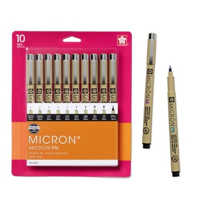 Pigma Micron Black Ink Pen Set, Multi-tip, 10 Pack, Archival Quality, Fine Li...