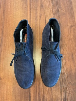 PRADA Men s Navy Blue Suede Ankle Boots AT 2105 Size 8.5 Made in Indonesia