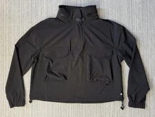 Layer 8 Quick-Dry Womens Medium Black Pullover Jacket 1/4 Zip Packable Hood