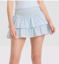 NEW Wild Fable Women's Tiered Eyelet Mini Skirt Blue Size Medium