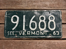 1963 Vermont license plate 91688
