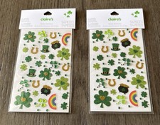 Lot of 2 Claire's St. Patrick's Day Glitter Body Stickers Shamrocks Rainbows NEW