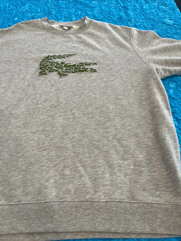 Sudadera para hombre Lacoste Croco Magic Multi-Croc gris polar cuello redondo 2 XL Foto 3 de 4