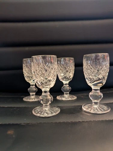 4 Waterford Crystal Vintage Donegal Cut Sherry Glass Marked Ball Stem