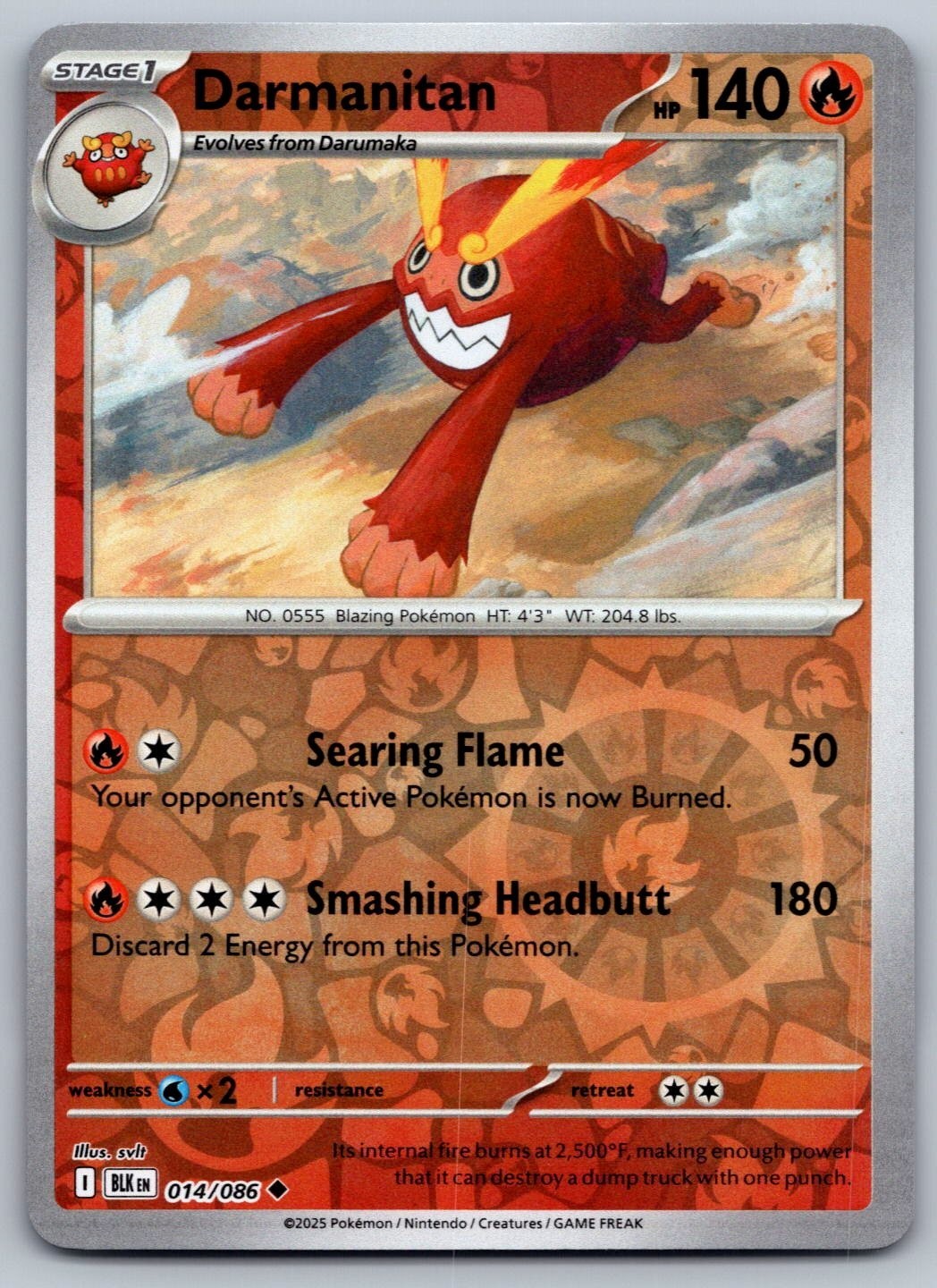 Pokémon Black Bolt - Reverse Holo Darmanitan 014