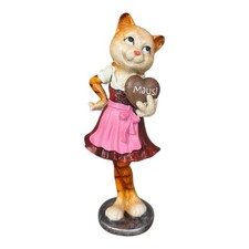 Katze Figur im Dirndl mit Herz Wiesn Oktoberfest Bayern Tracht Pokal Preis Deko