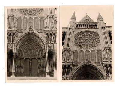 2 Fotos Cathédrale Notre-Dame de Chartres Portal Rosette Frankreich (F1064)