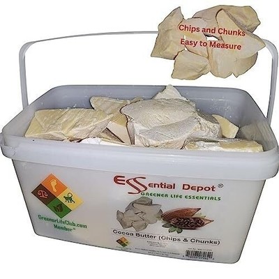 COCOA BUTTER CHIPS FLAKES - 4 lb - Shipped in a safety sealed PP square pail
