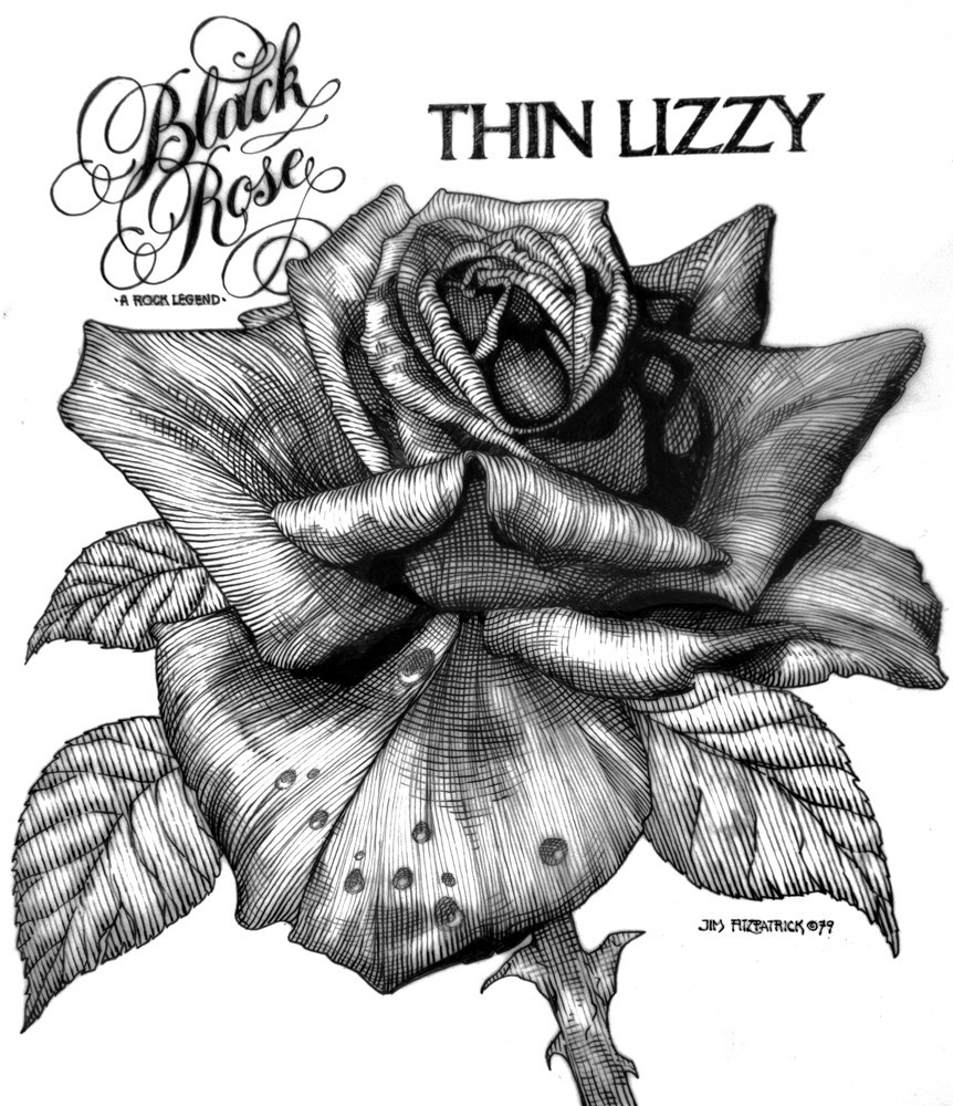 Thin Lizzy Black Rose Album cover pencil 23x16 Fine Art Print By