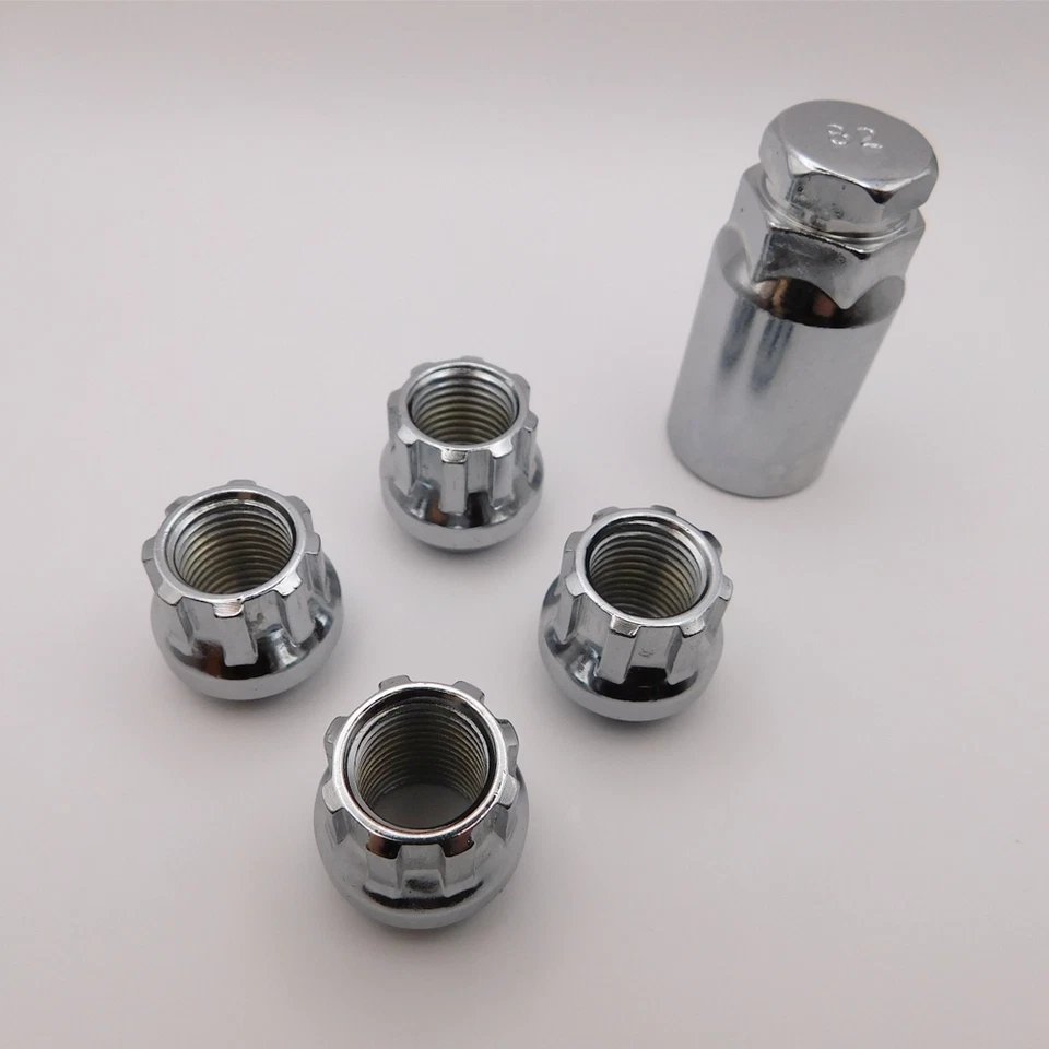 Tuercas de rueda de bloqueo M12x1.25 abiertas Bimecc (cromo) para Infiniti EX37, EX35 Foto 2 de 4