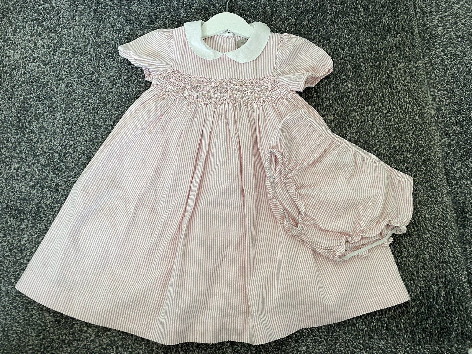 John Lewis Heirloom Collection Baby Stripe Dress and Knicker Set Pink