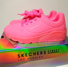 Skechers Kids Unisex Uno Ice Neon Pink Sneaker Size 3 style 310449L/NPINK