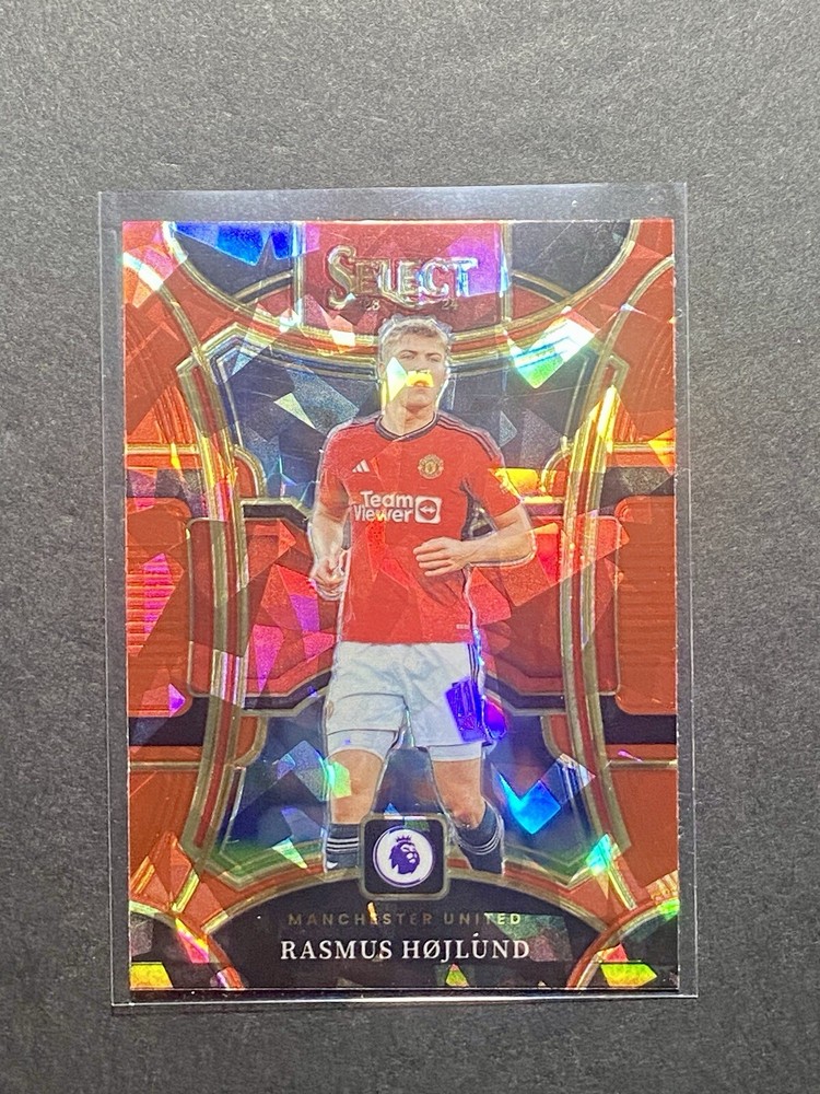 2023-24 Panini Select Rasmus Hojlund Red Cracked Ice SP Man Utd EPL Soccer Card
