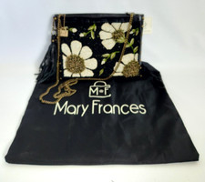 NEW Mary Frances 'Sunshine Daisies' Beaded Chain Strap Leather Handbag