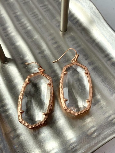 New Kendra Scott Ella Drop Earrings In Clear Glass w/ Pouch $75 - Picture 3 of 4