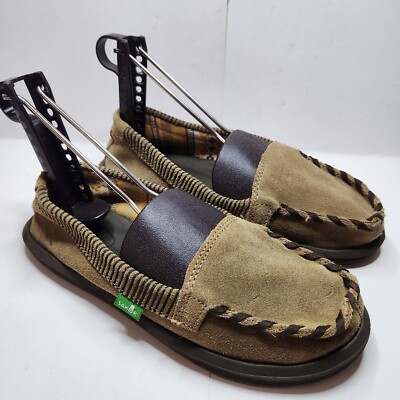 Sanuk Serrano Women's Moccasins Brown Leather Cushioned Footbed Flats Sz 5
