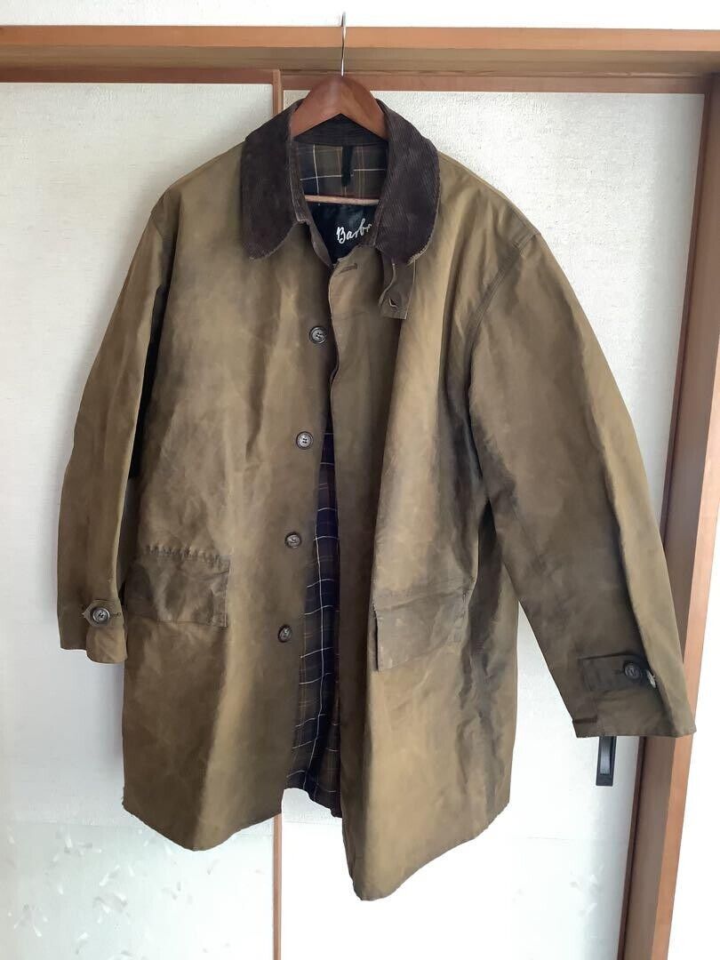 Barbour 3/4 COAT WAX Oiled Jacket Coat brown cotton size XL Barbour 3/4 COAT WAX Oiled Jacket Coat brown cotton size XL
