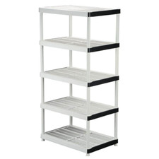 5-Tier Easy Assembly Multi-Purpose Plastic Garage Storage Shelving Unit in Gray