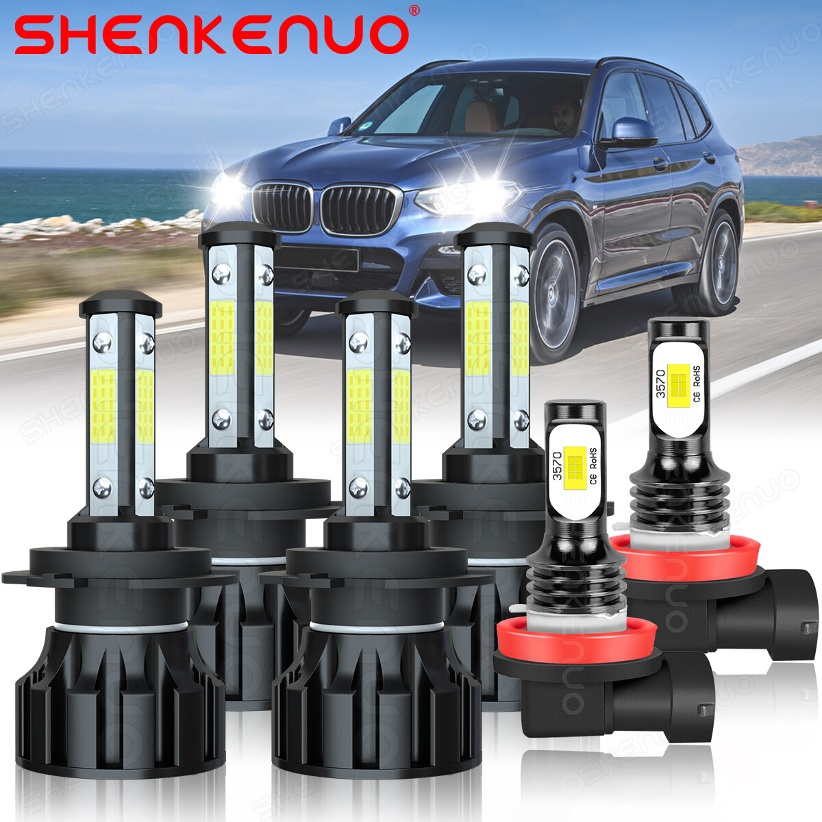 For BMW X1 2012-2018 - 6x LED Headlight High Low Beam + Fog Light Bulbs ...