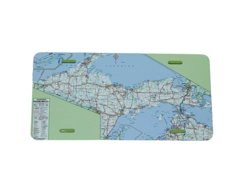 Yooper Michigan UP Upper Peninsula Road Map License Plate 6x12