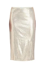 TIME AND TRU SIZE S L XXL 4 6 12 14 20 Gold Sequin Midi Skirt W/Side Slit NEW