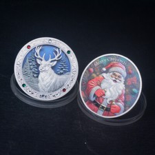 Merry Christmas Santa Claus Reindeer Happy New Year Coin Gift Commemorative Coin