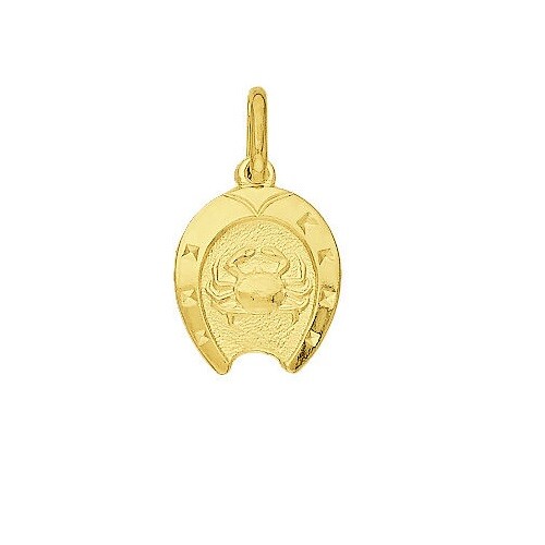 Pendentif Fer à Cheval Zodiaque Cancer Dolly-Bijoux - Plaqué Or 18K, 15mm, Neuf Avec étiquettes