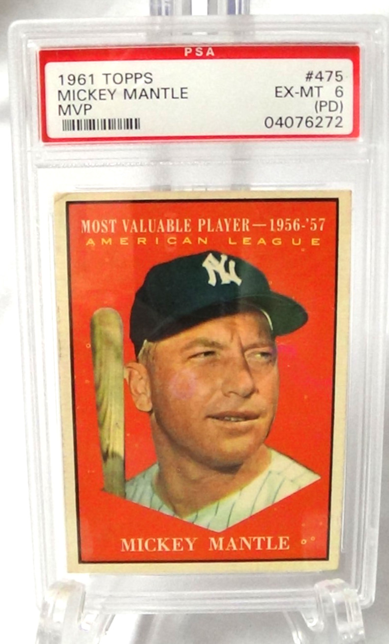 Mickey Mantle MVP Card #475 Baseball EX-MT PSA 6 1961 Topps (Stock #156) view 2