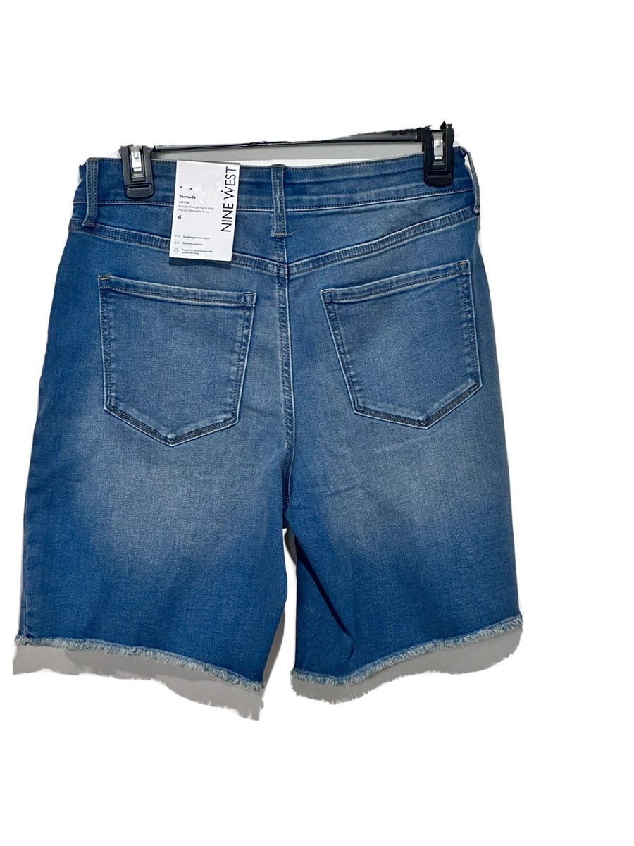 New Bermuda Denim Shorts Nine West Mid Rise Women jeans Size