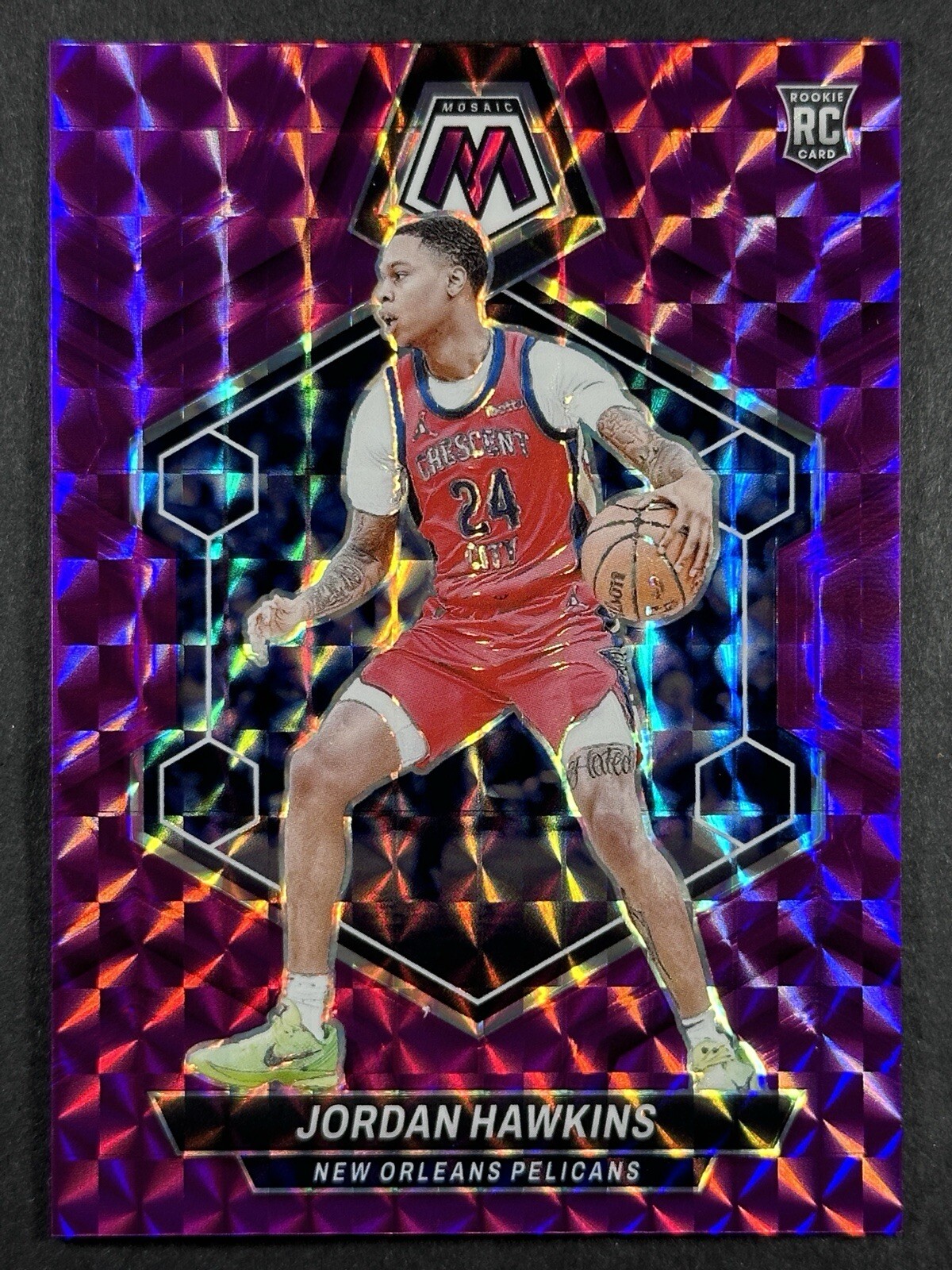 2023-24 Panini Mosaic Jordan Hawkins Rookie Purple Mosaic /99 #243 RC