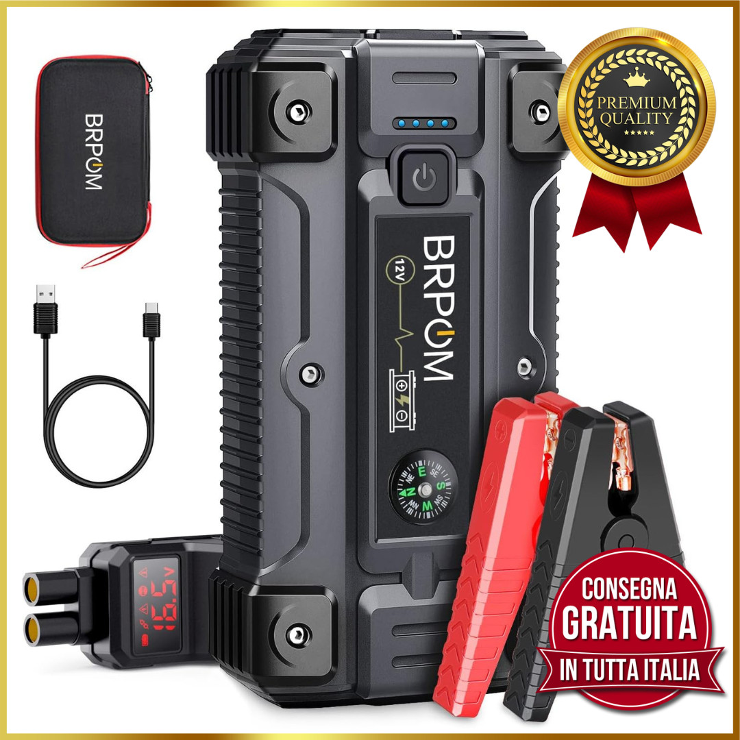 ✅ Avviatore di Emergenza Batteria Auto e Moto ✅9000A Booster Jump Start 26800mAh