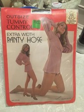 Vintage Outsize Taupe nude pantyhose with model Queen 44-50  Hips