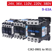 AC Contactors 9-95 Amp 24,36,110,220,380V Coil Voltage 3 Pole CJX2-0910 to 9511