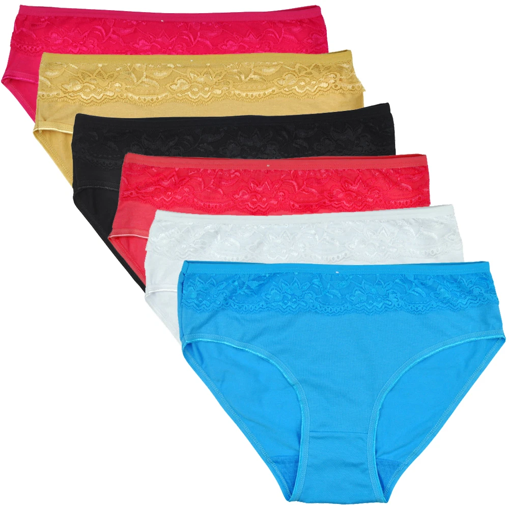 NEW LADIES WOMEN UNDERWEAR COTTON PANTIES LACE HIGH RISE KNICKERS PLUS SIZE  Pack