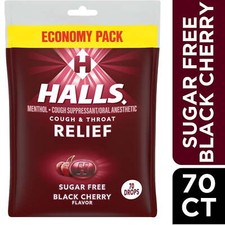 Halls Relief Sugar Free Black Cherry Flavor Drops Economy Pack, 70 count