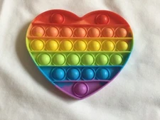 Kids Rainbow Popit Fidget Heart Toy 5" Long Brand New