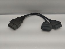 30cm/12 Right Angle OBD2 OBDII Y Splitter Cable 1x Male and 2x Female J1962 Port