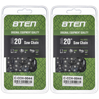Full Chisel Chainsaw Chain 20 Inch .050 .325 80DL for Husqvarna Craftsman 2 Pack