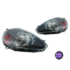 COPPIA FARI FIAT GRANDE PUNTO PARABOLA GRIGIO SCURA 2008> CONN. VIOLA H4 7 PIN