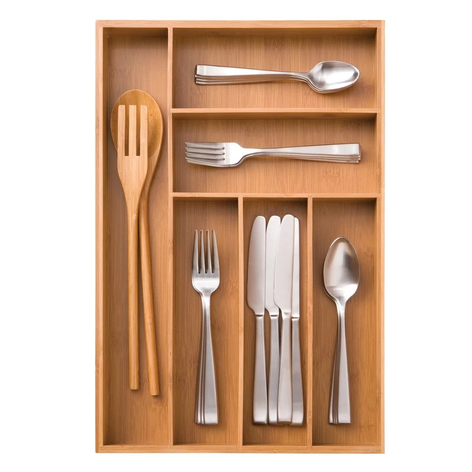 Bandeja organizadora Seville Classics bambú 6 compartimentos Foto 3 de 4