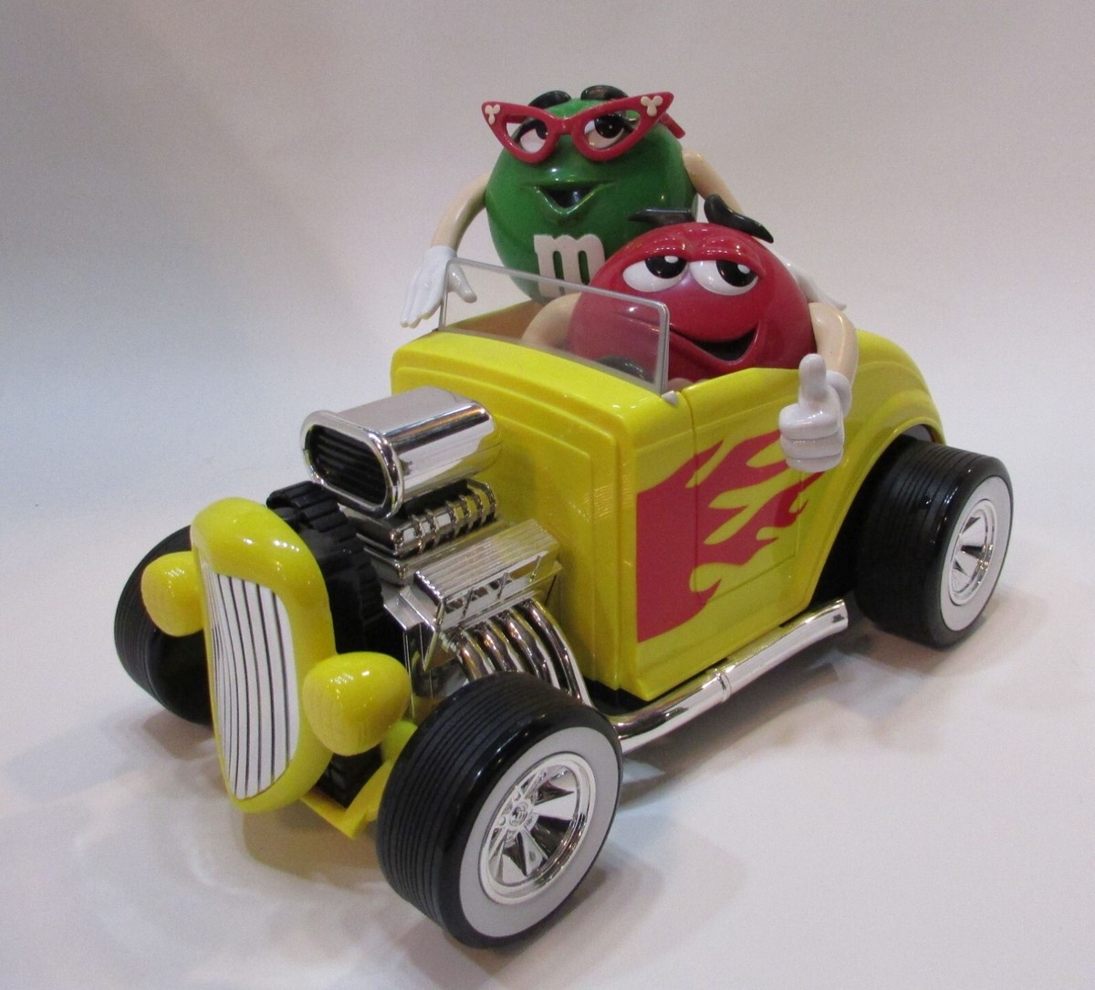 Vintage 1990's Red Green M&M Yellow Hot Rod Car 10